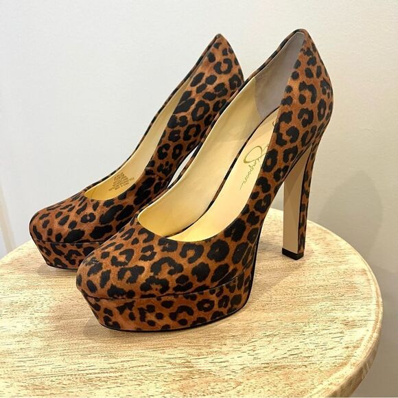 Jessica Simpson Nellah Leopard Platform 5.5” Heels Pumps NWOB 7.5 - Picture 5 of 12